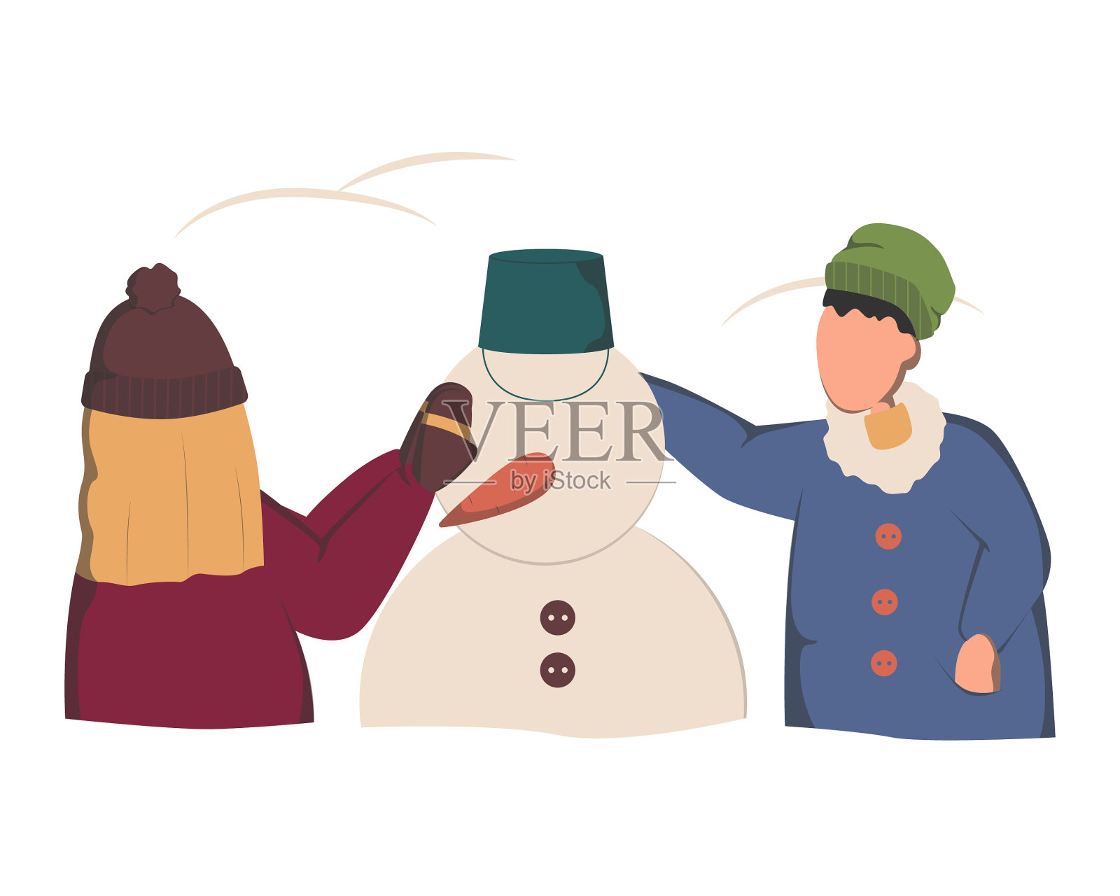 一群人堆雪人男人和女人设计元素图片