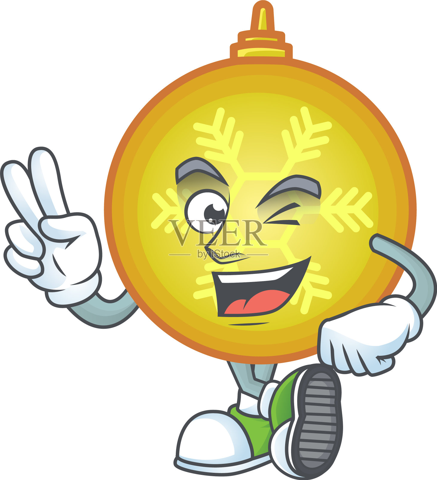 黄色圣诞球人物卡通风格配设计元素图片