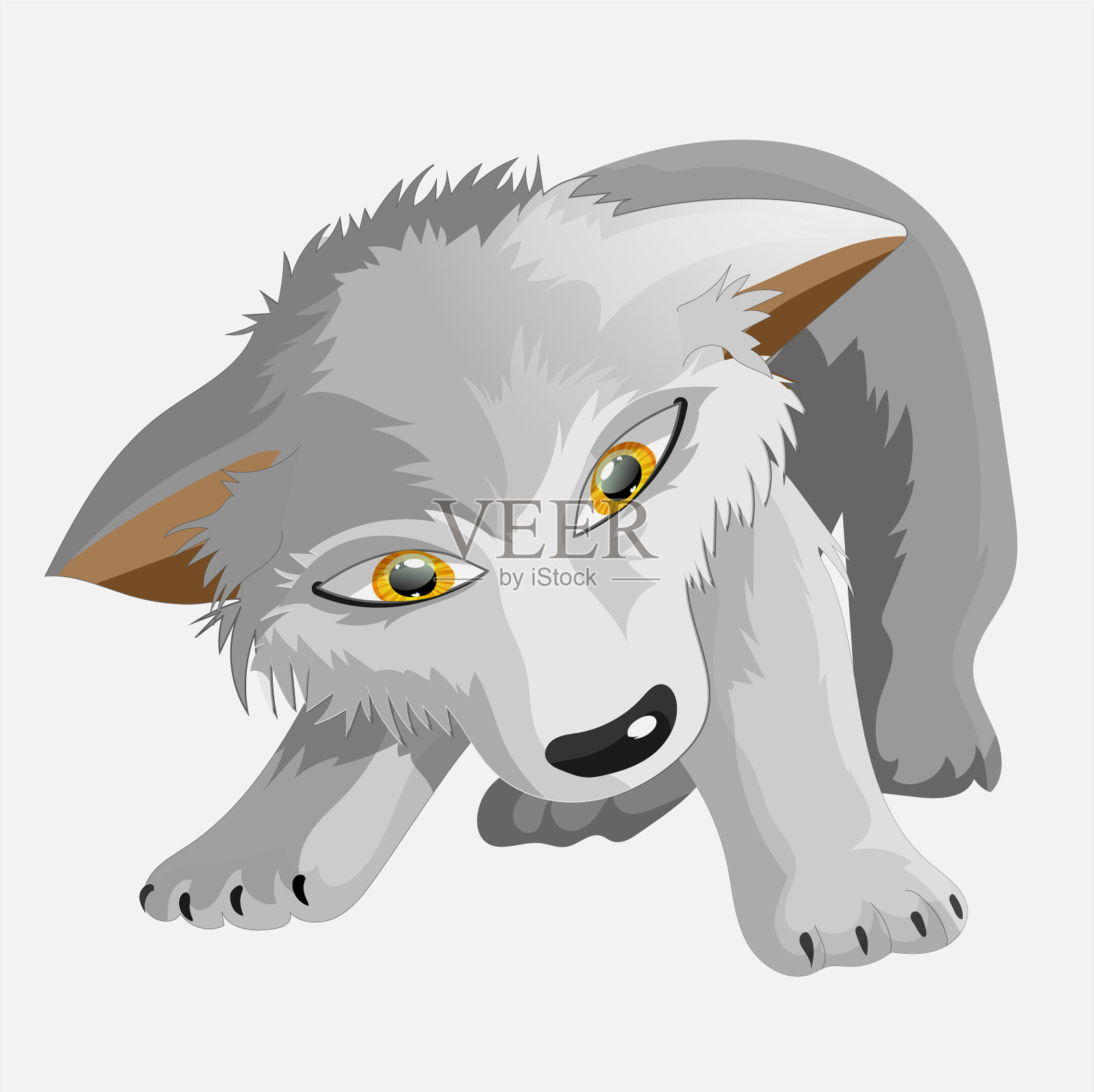 灰色可爱的小狗小狗想玩插画图片素材