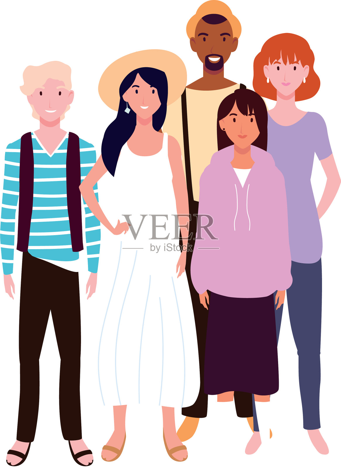 在白色衣服上摆不同姿势的人设计元素图片