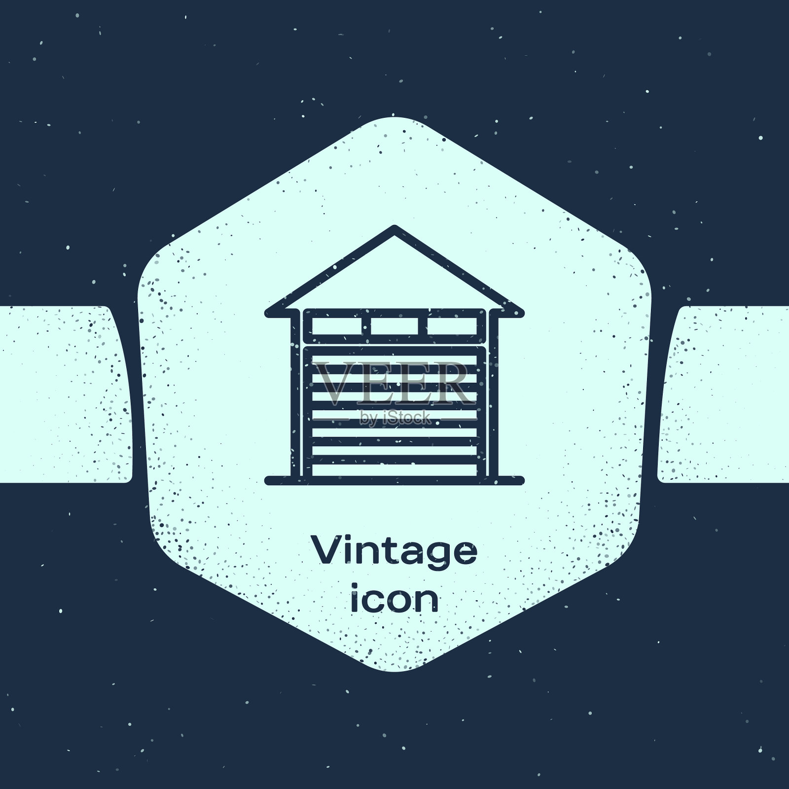 垃圾线关闭仓库图标孤立在蓝色图标素材