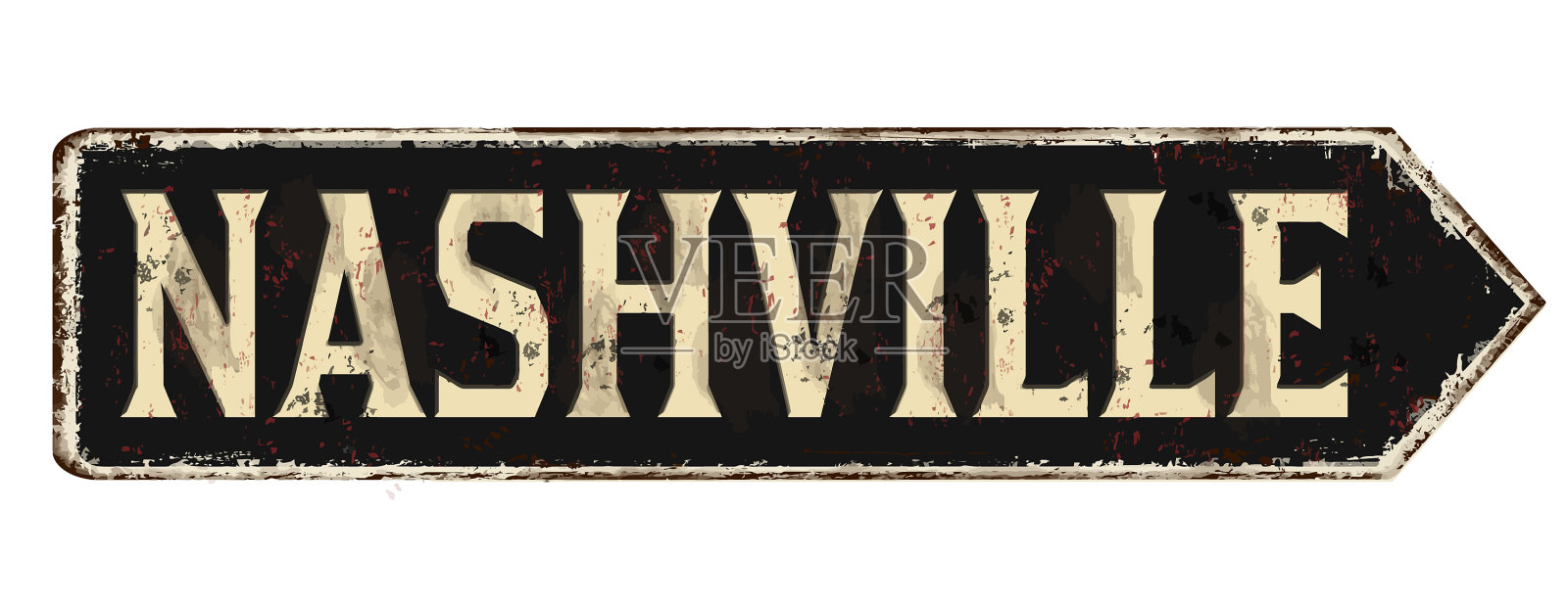 纳什维尔古老的生锈金属标志设计元素图片