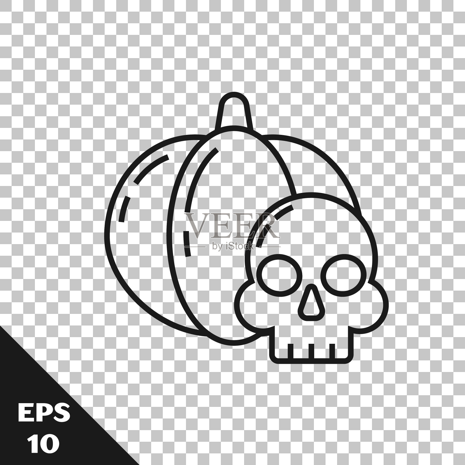 黑线南瓜和骷髅图标孤立上插画图片素材