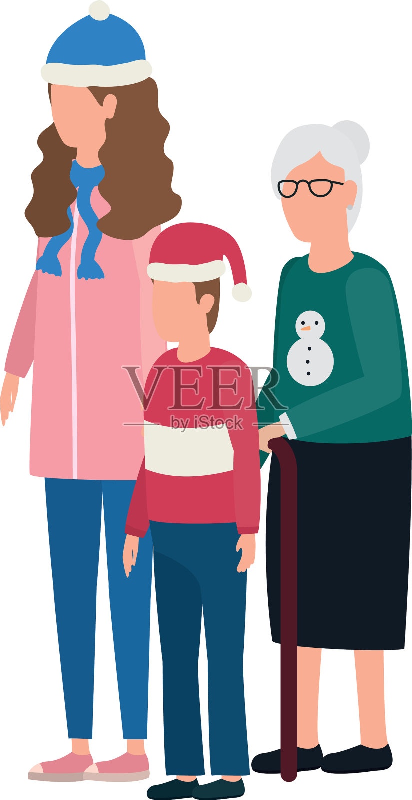 祖母带着女儿和孙子使用设计元素图片