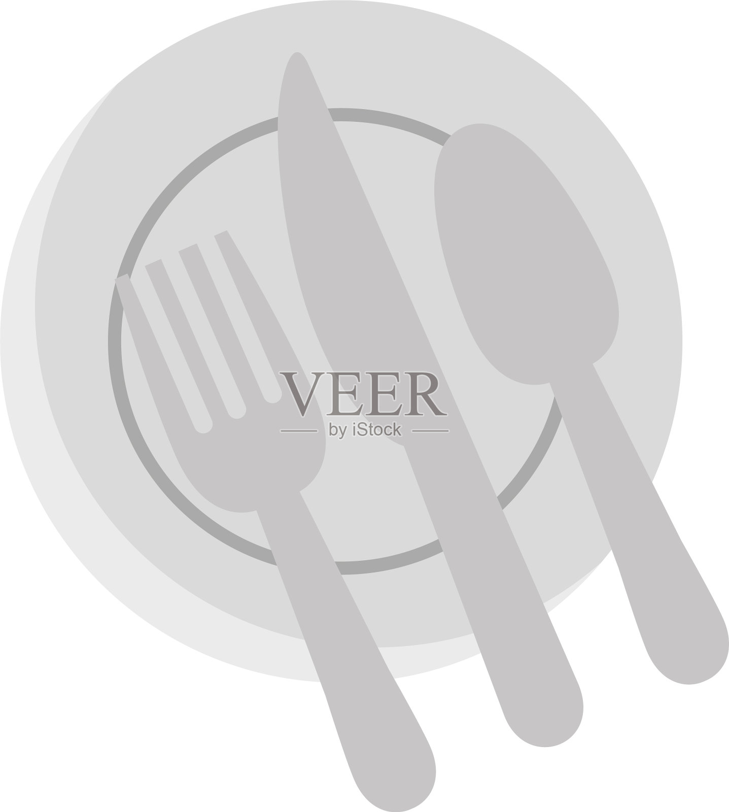 厨房盘子和刀叉的平面风格图标设计元素图片