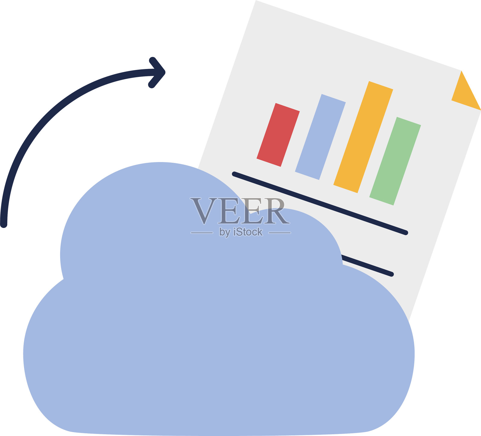 云文件具有纸质文件的扁平样式设计元素图片