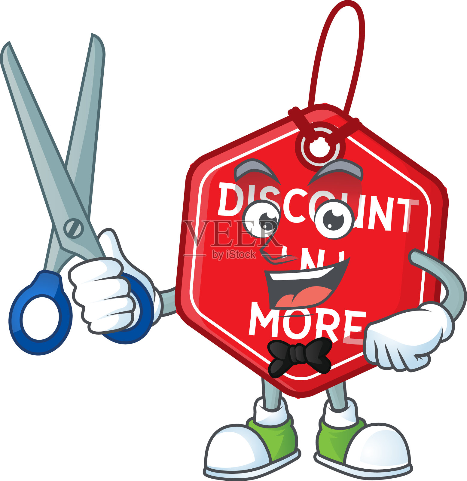 快乐的理发师圣诞折扣标签吉祥物卡通设计元素图片