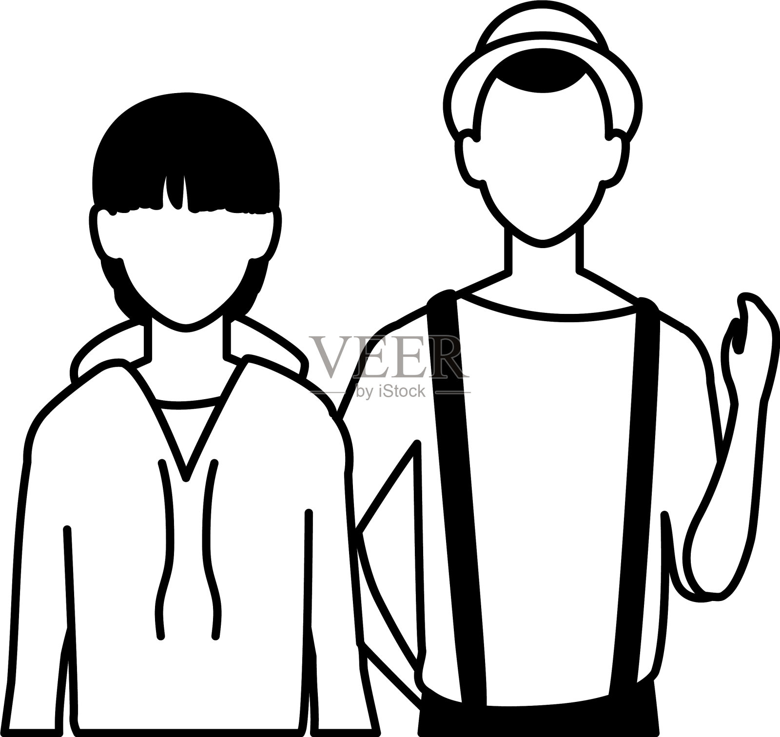 在白色衣服上摆出不同姿势的无名男人们设计元素图片