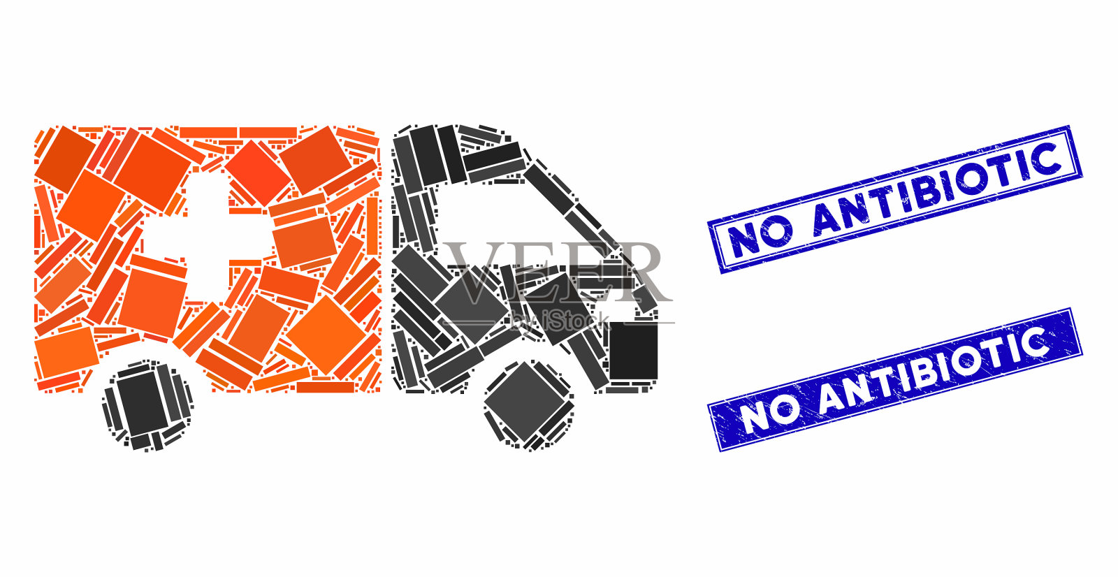 药品装运马赛克和划痕矩形号插画图片素材