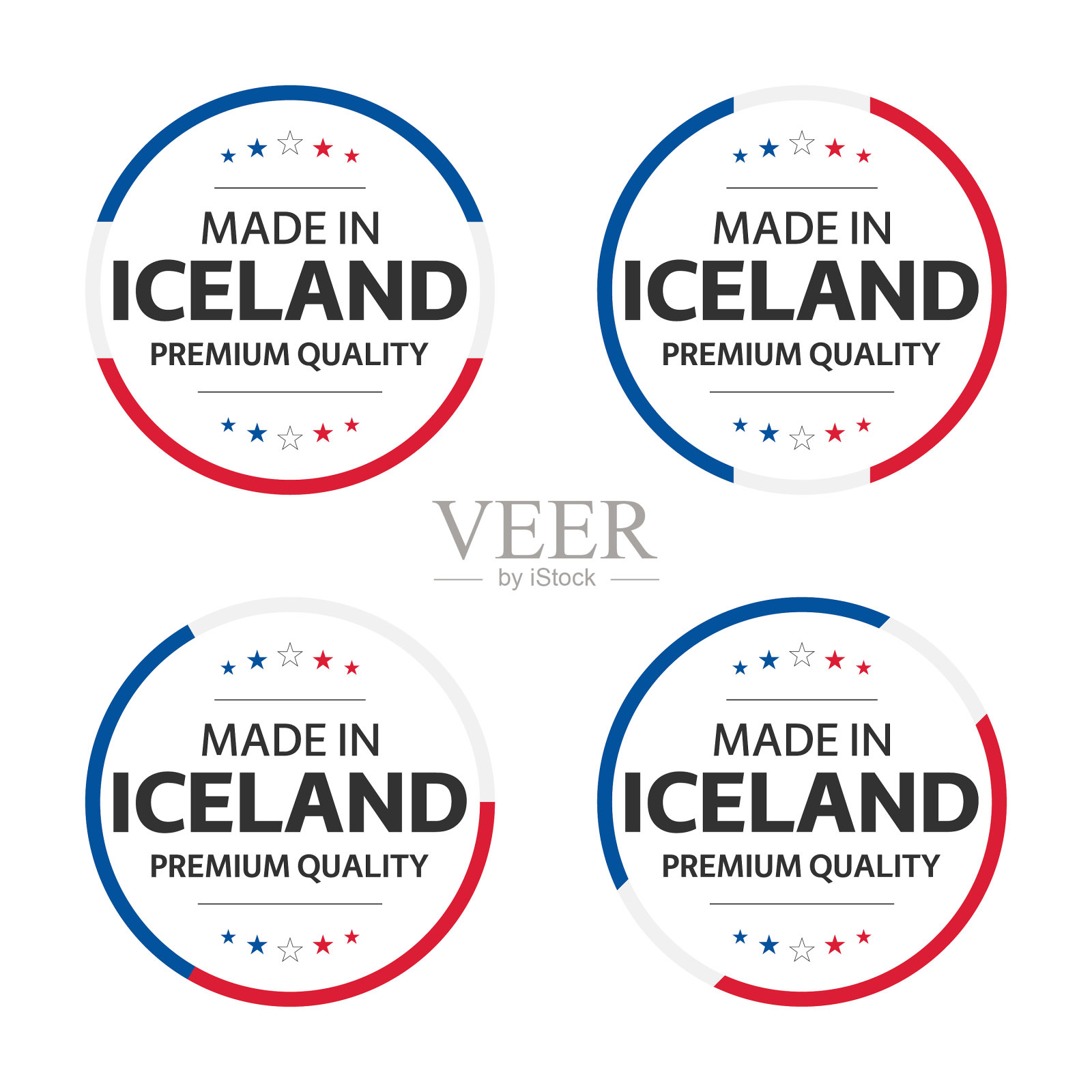 设置四个冰岛图标在冰岛制造设计元素图片