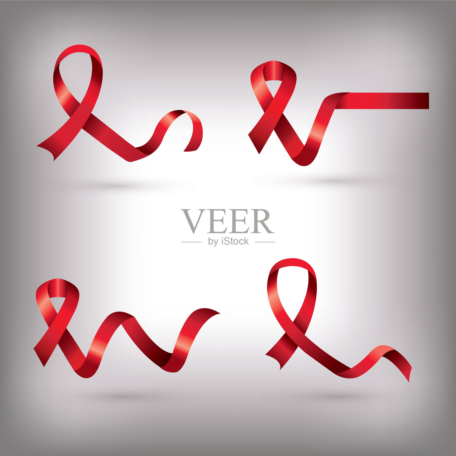 设置艾滋病日意识丝带孤立图标图标素材