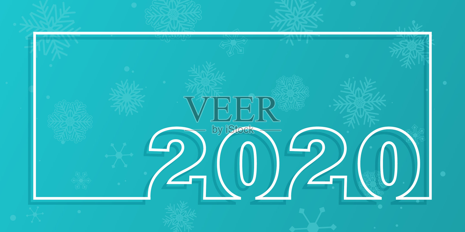 新年快乐横幅与横线数字设计插画图片素材