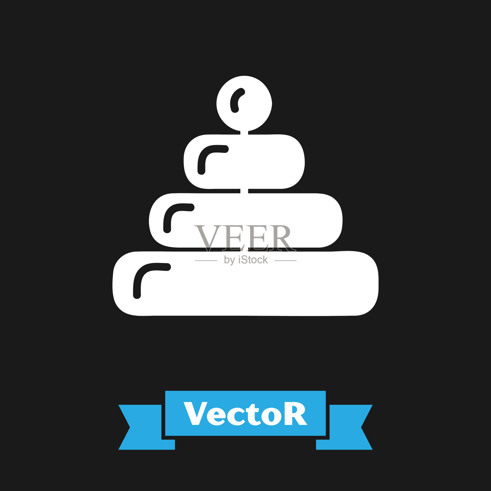 白色金字塔玩具图标孤立在黑色图标素材