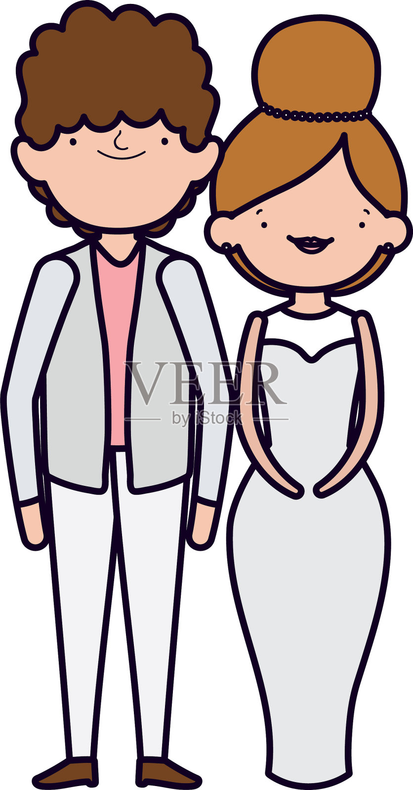 新郎和新娘都穿着优雅的西装设计元素图片