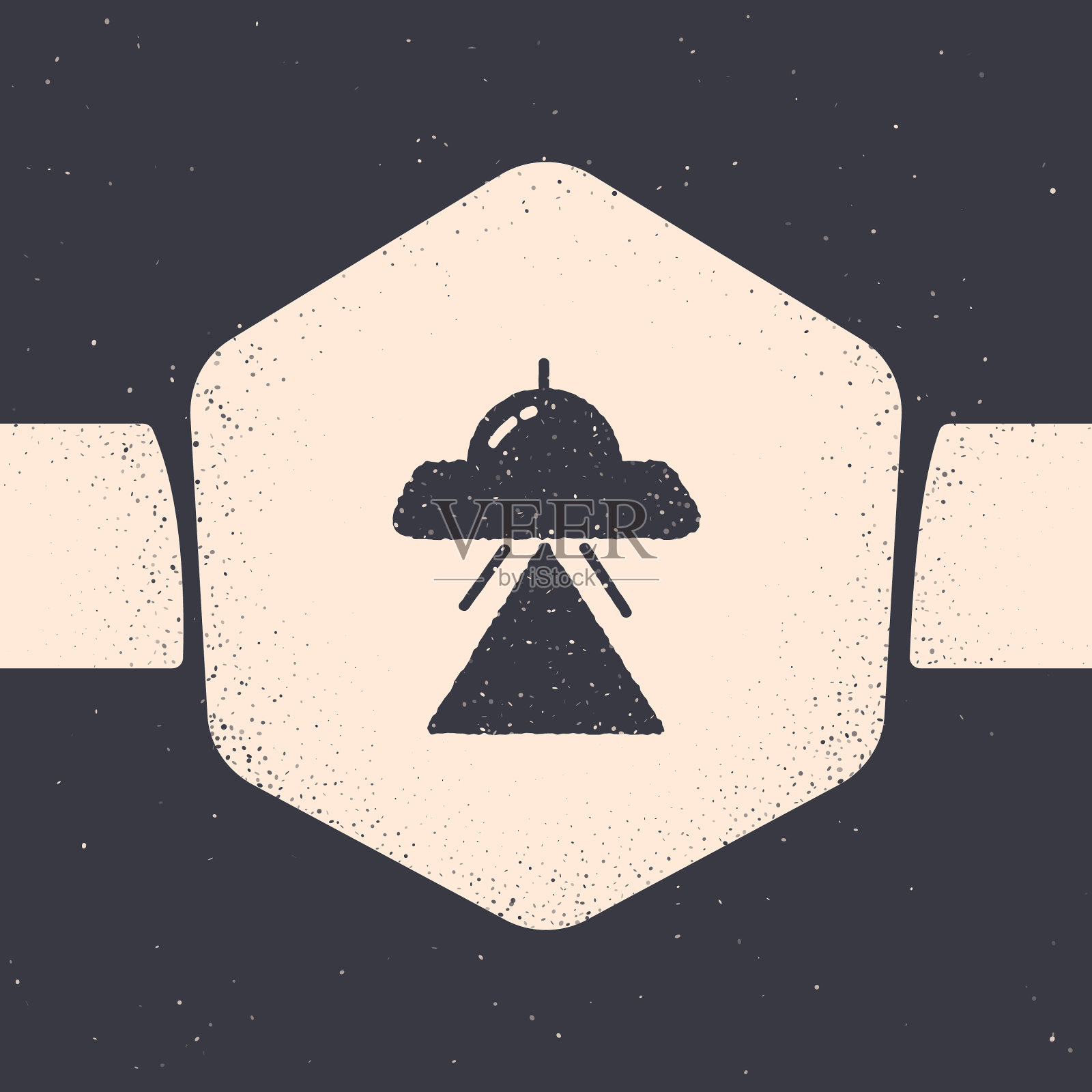 垃圾飞碟飞行飞船图标孤立在灰色插画图片素材