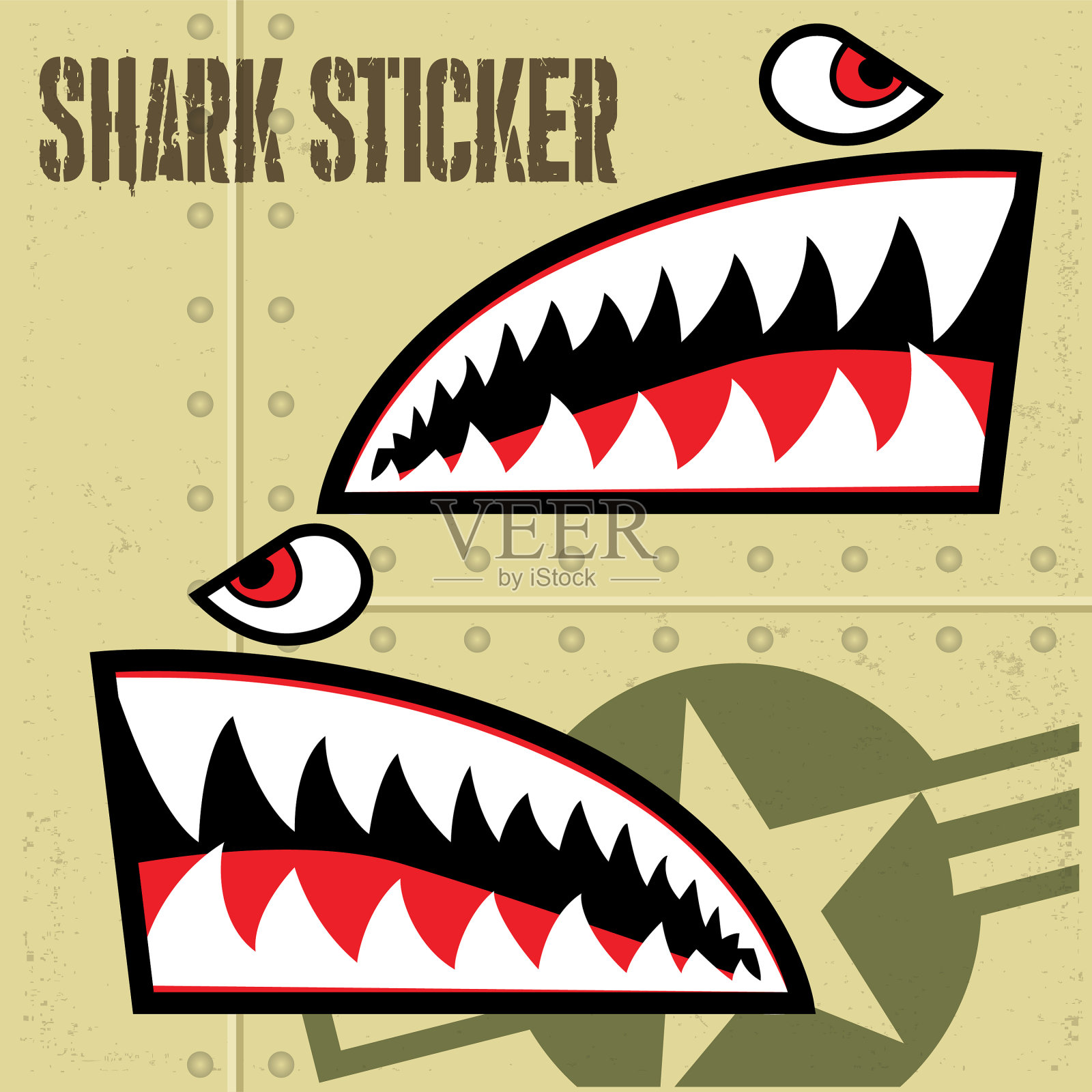 飞虎鲨嘴胶贴3插画图片素材