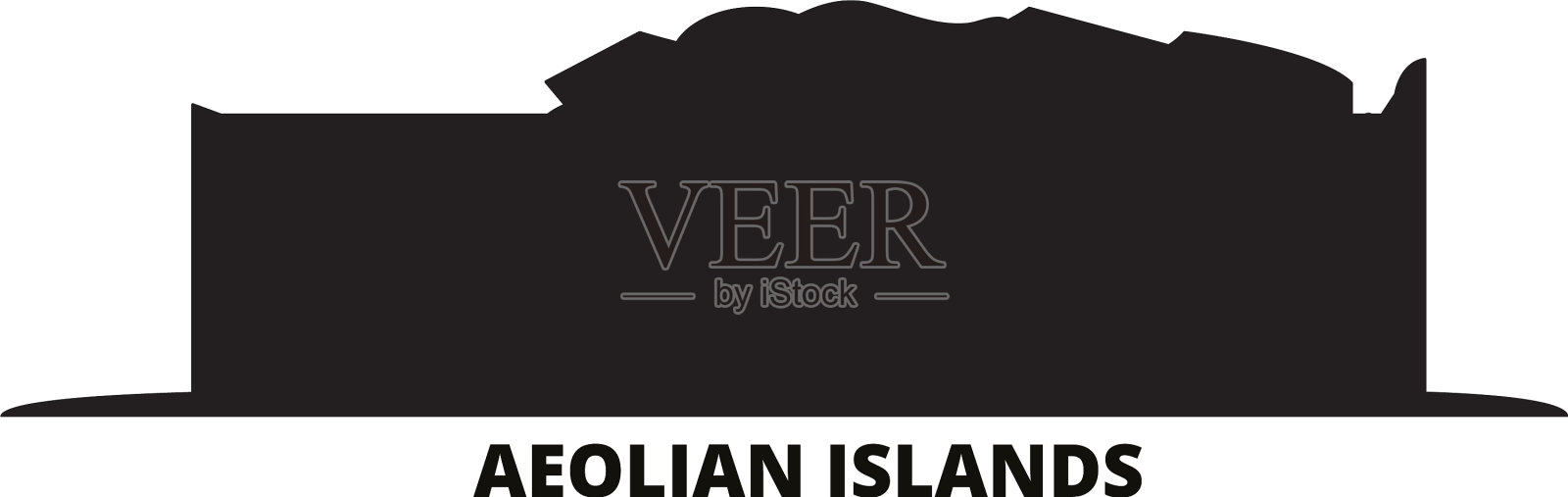 意大利伊奥利亚群岛城市天际线孤立插画图片素材