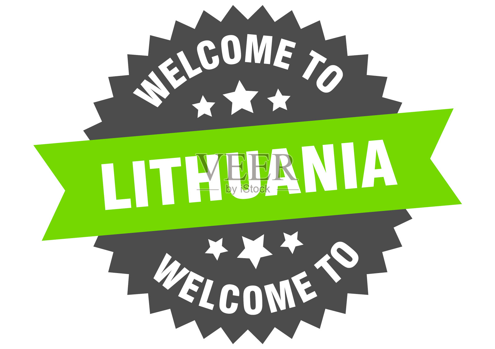 立陶宛标志欢迎立陶宛绿色贴纸插画图片素材