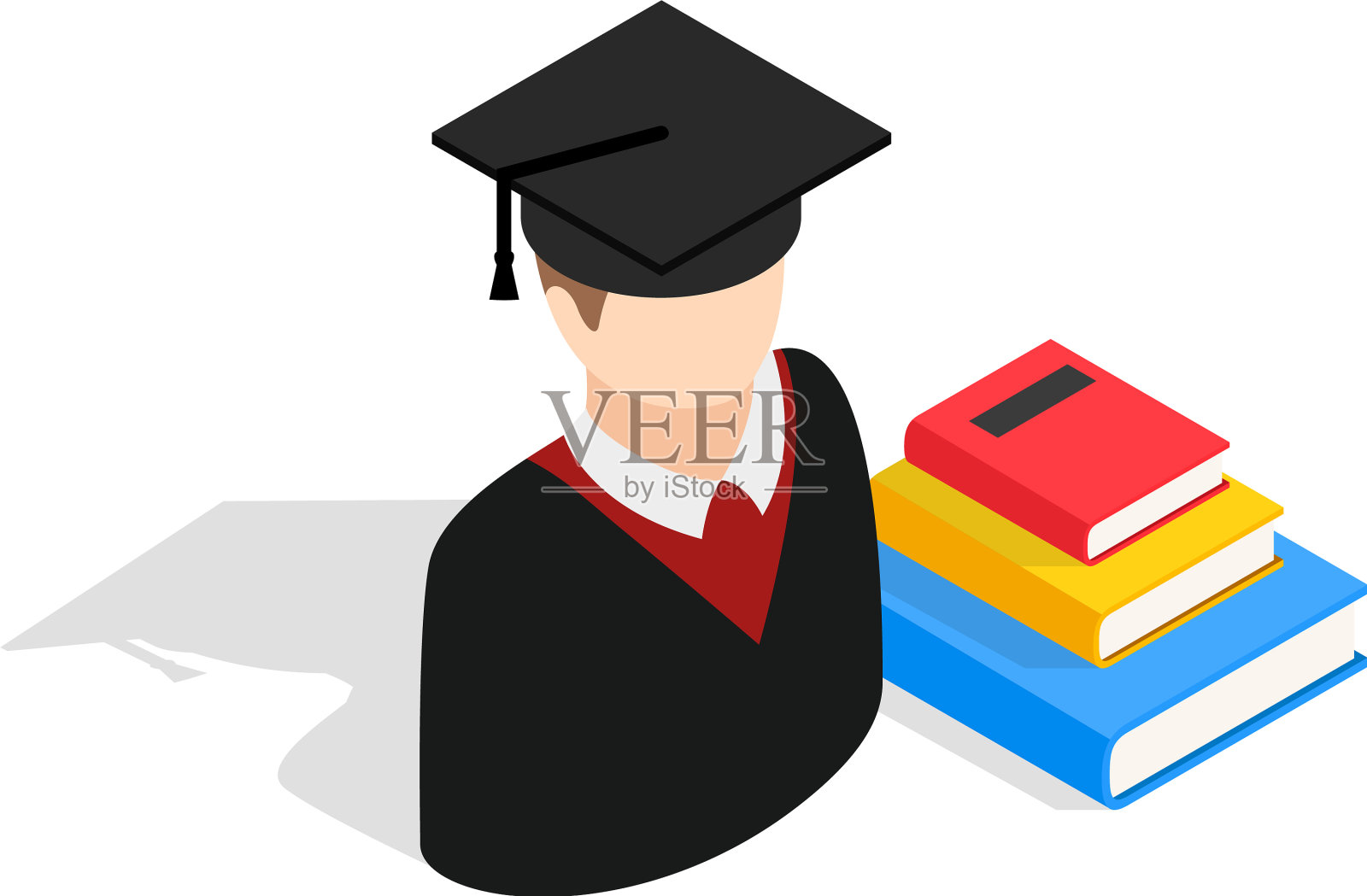 学生毕业图标等距风格插画图片素材