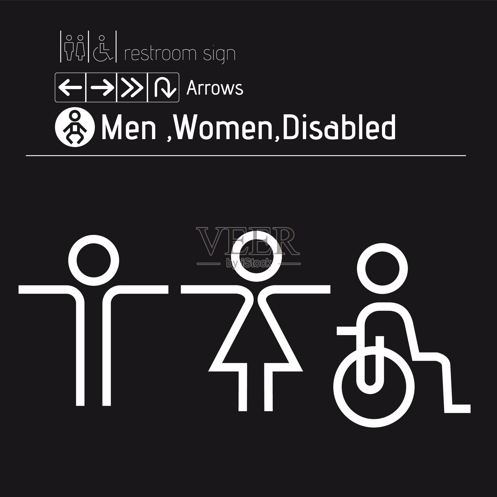 厕所，男，女，残疾人，残疾人插画图片素材