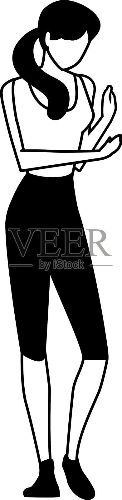 年轻女子站在白色背景上设计元素图片