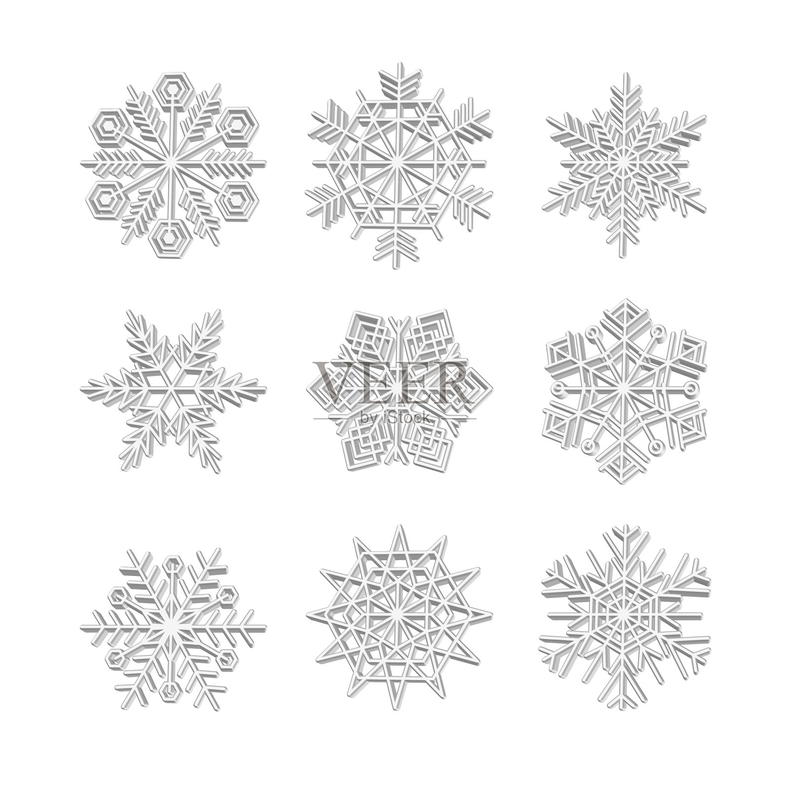 设置3d雪花图标雪花圣诞冬天图标素材