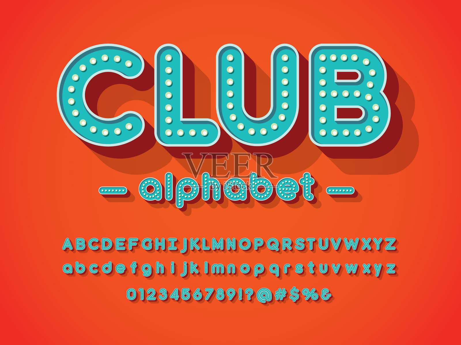 灯泡的字体插画图片素材