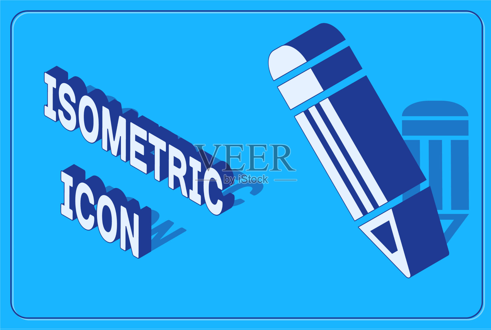 等距铅笔图标孤立在蓝色背景插画图片素材