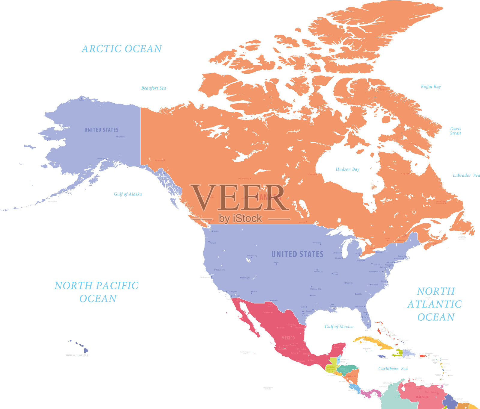 北美地图插画图片素材