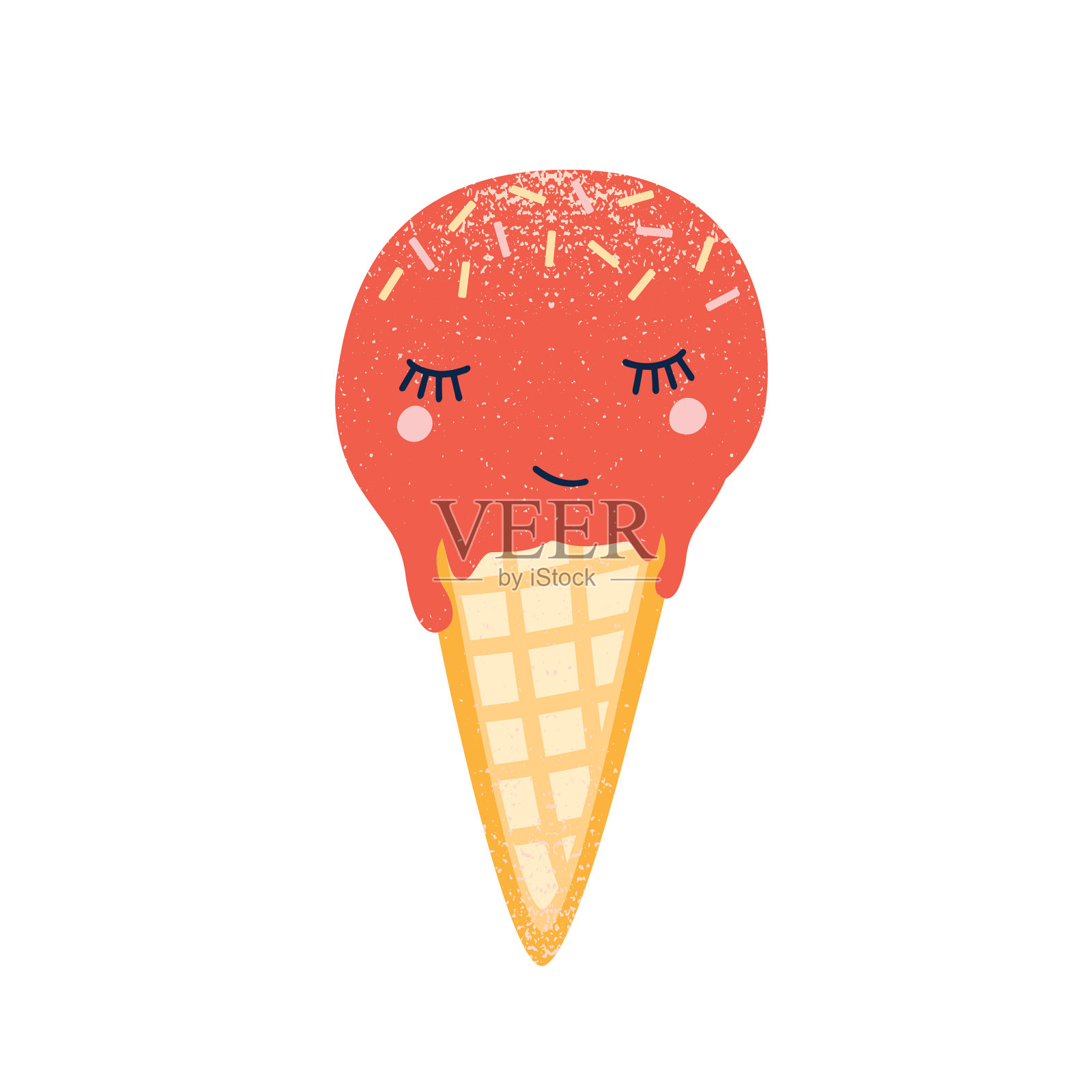 冰淇淋蛋筒扁平可爱设计元素图片