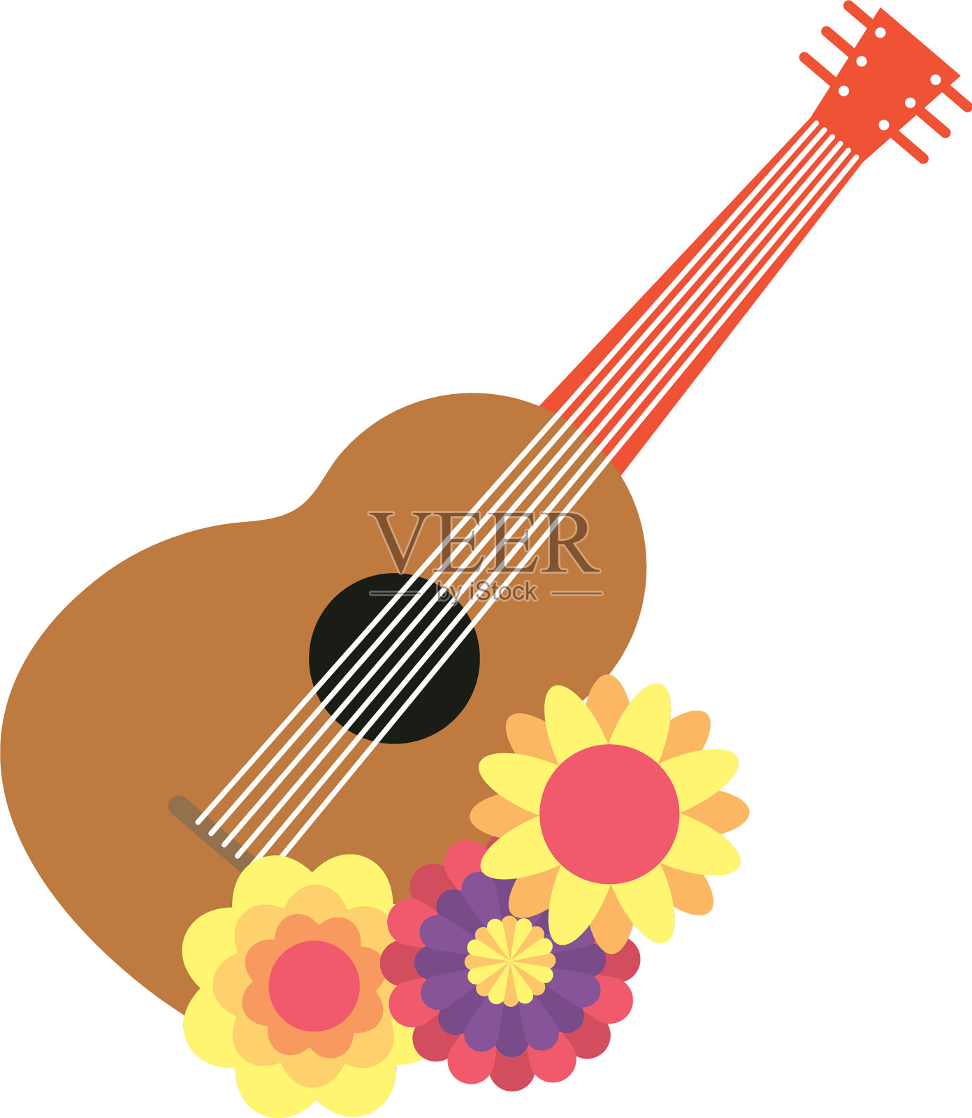 传统的墨西哥吉他乐器图标设计元素图片