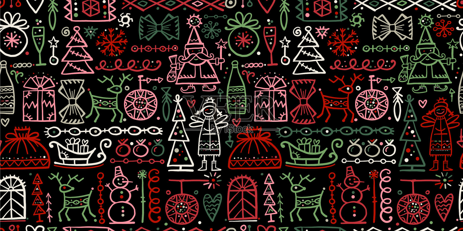 圣诞节无缝背景草图为您插画图片素材