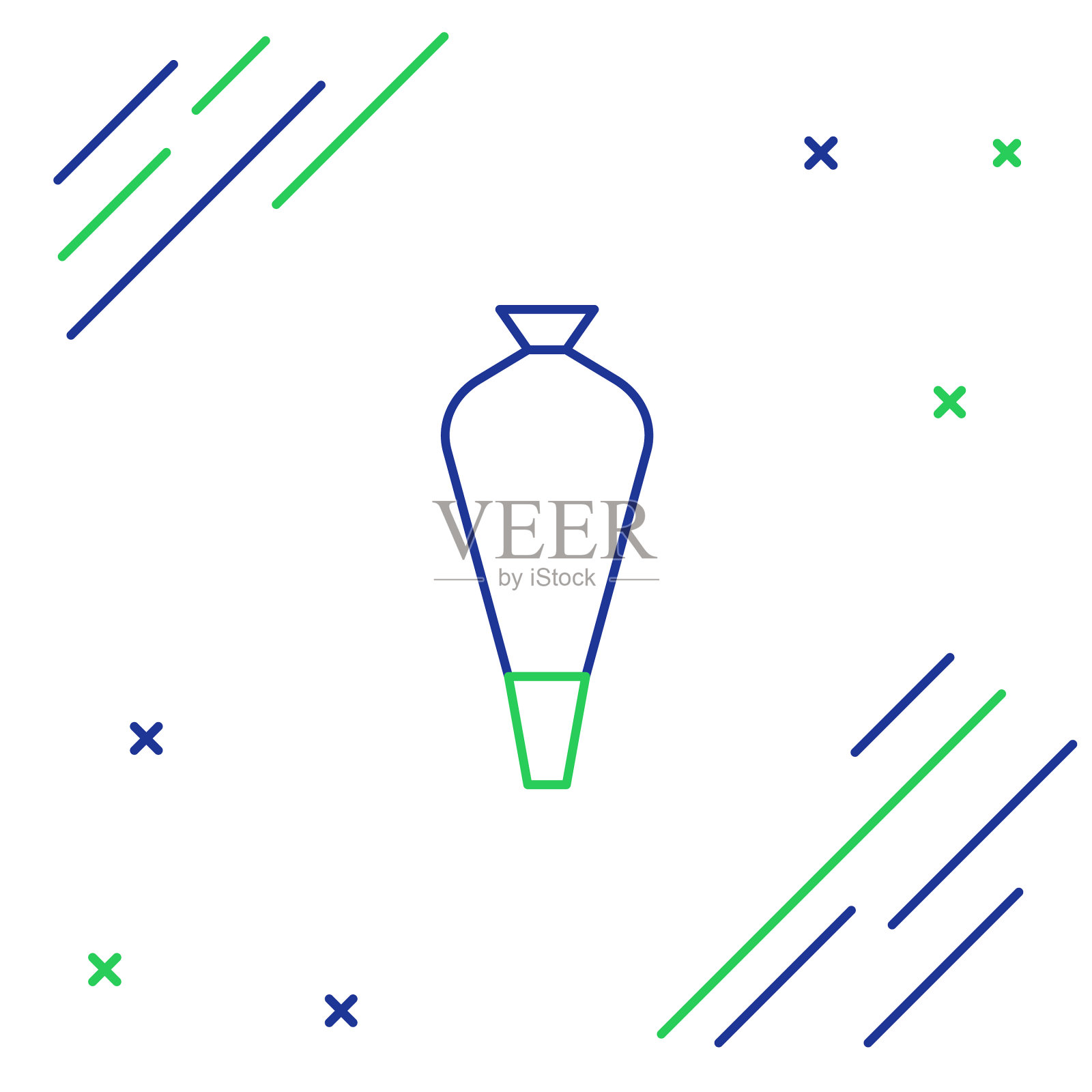 蓝色和绿色线糕点袋装饰蛋糕插画图片素材