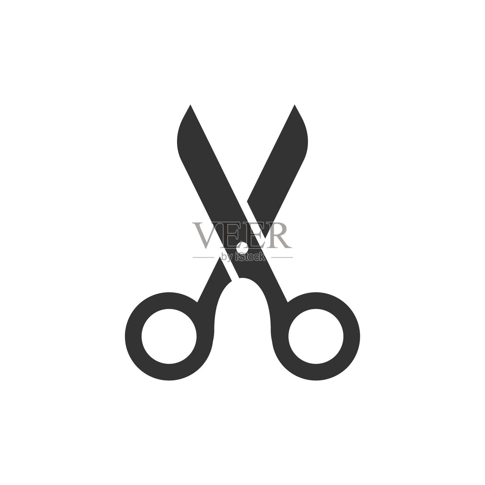 剪刀图标在平面风格的切割设备上白色图标素材