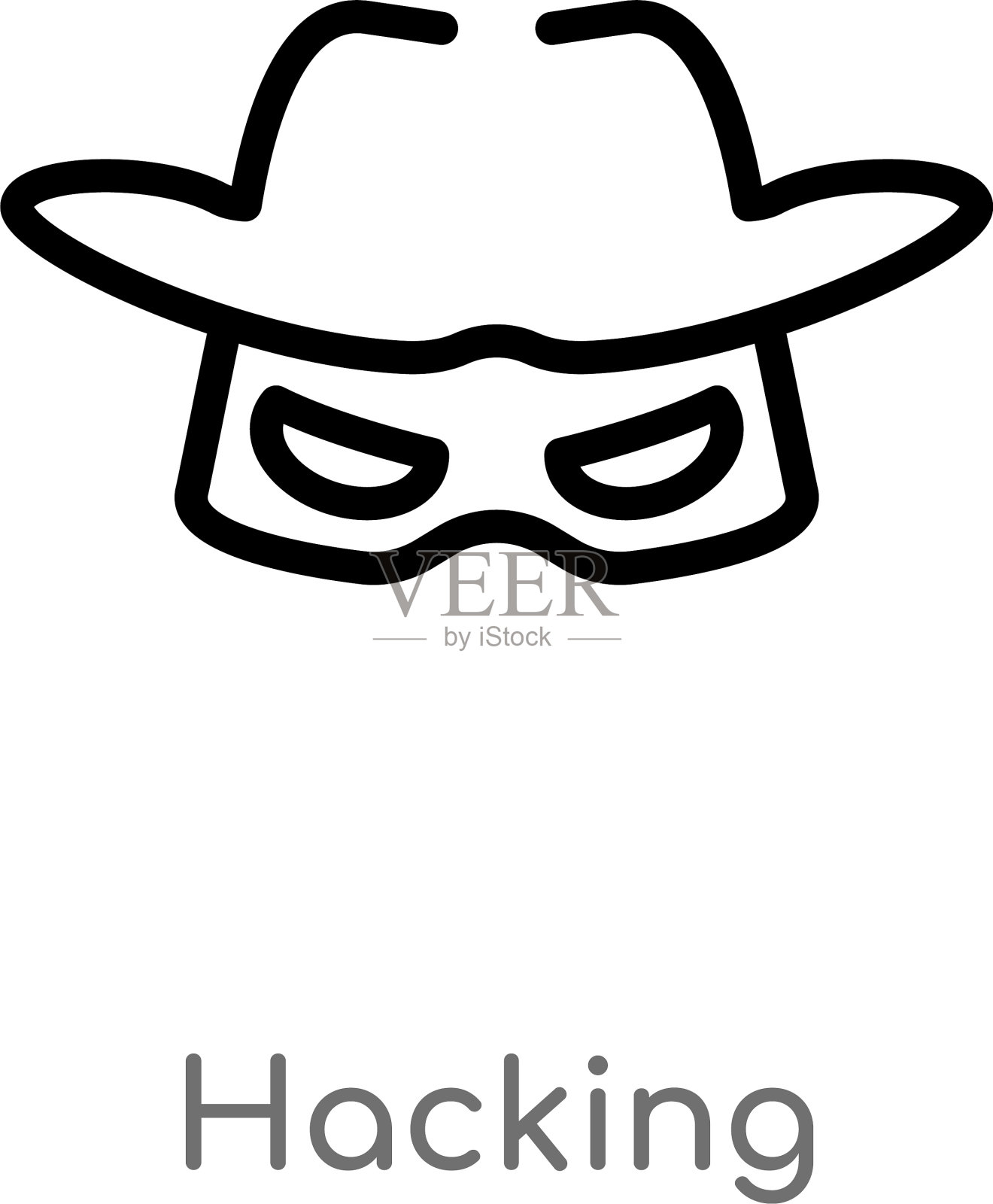 轮廓黑客图标孤立黑色简单线插画图片素材