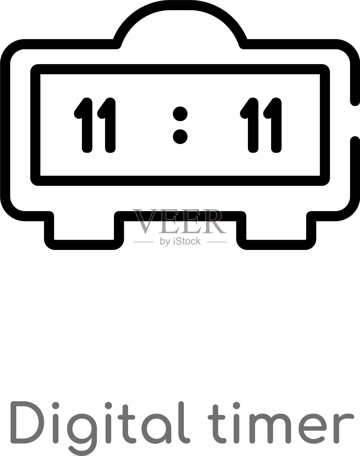轮廓数字定时器图标孤立黑色简单插画图片素材