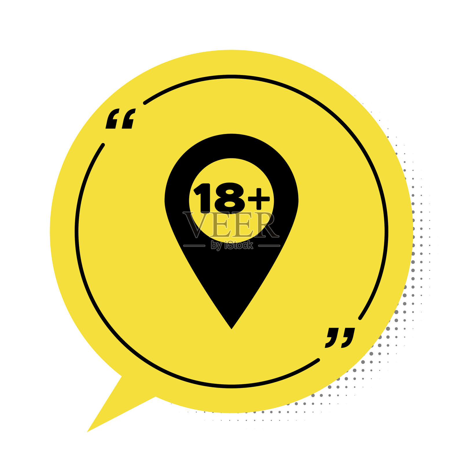 黑色地图指针与18 +图标隔离插画图片素材