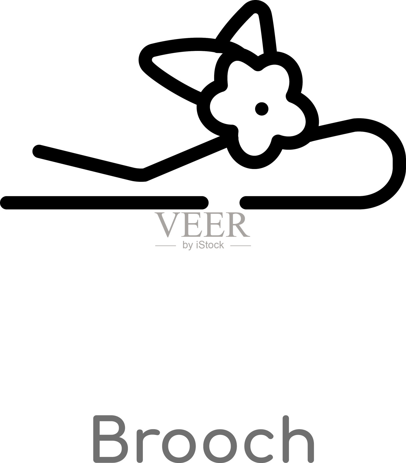 轮廓胸针图标孤立黑色简单线设计元素图片