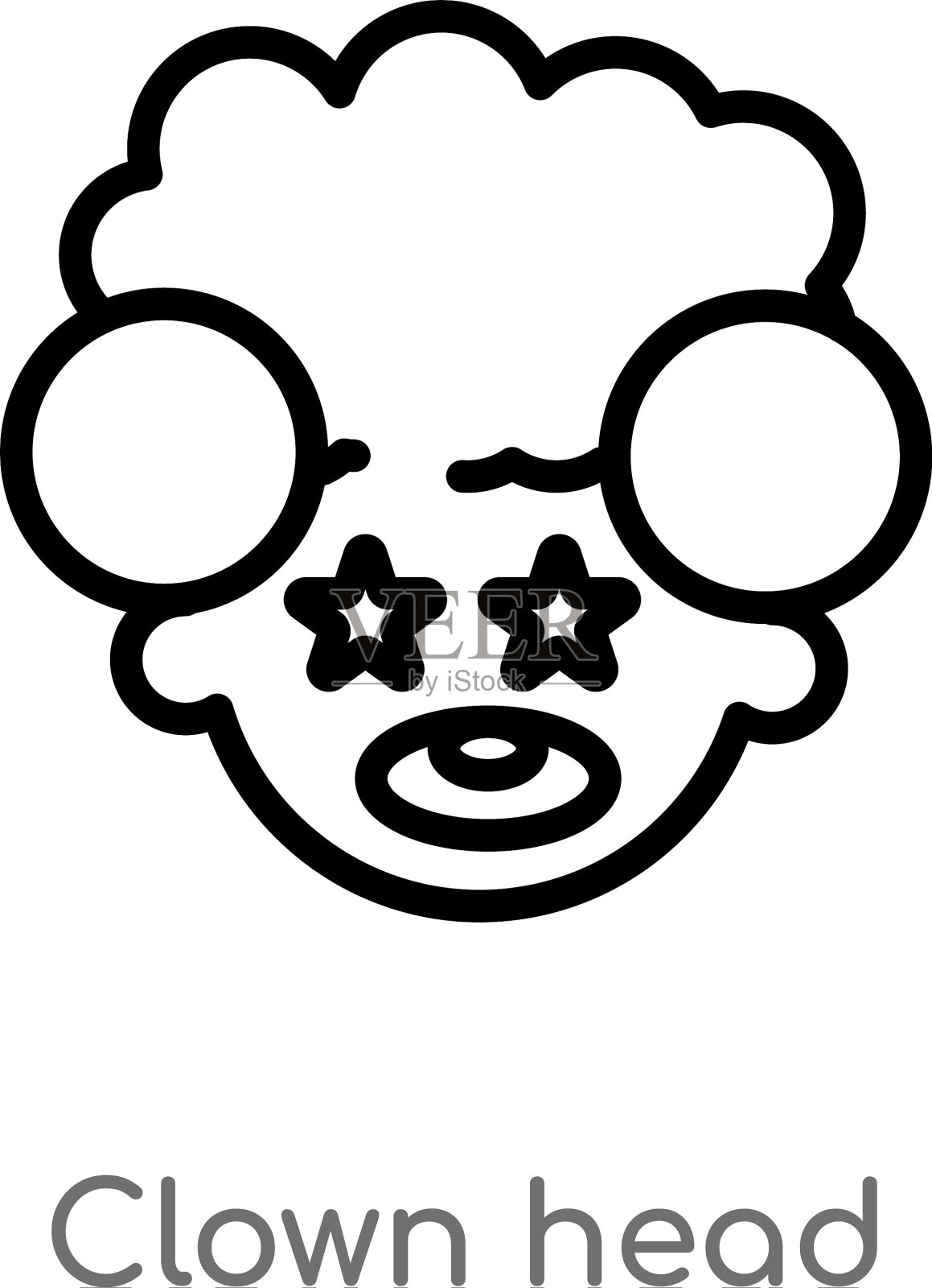 轮廓小丑头图标孤立黑色简单插画图片素材