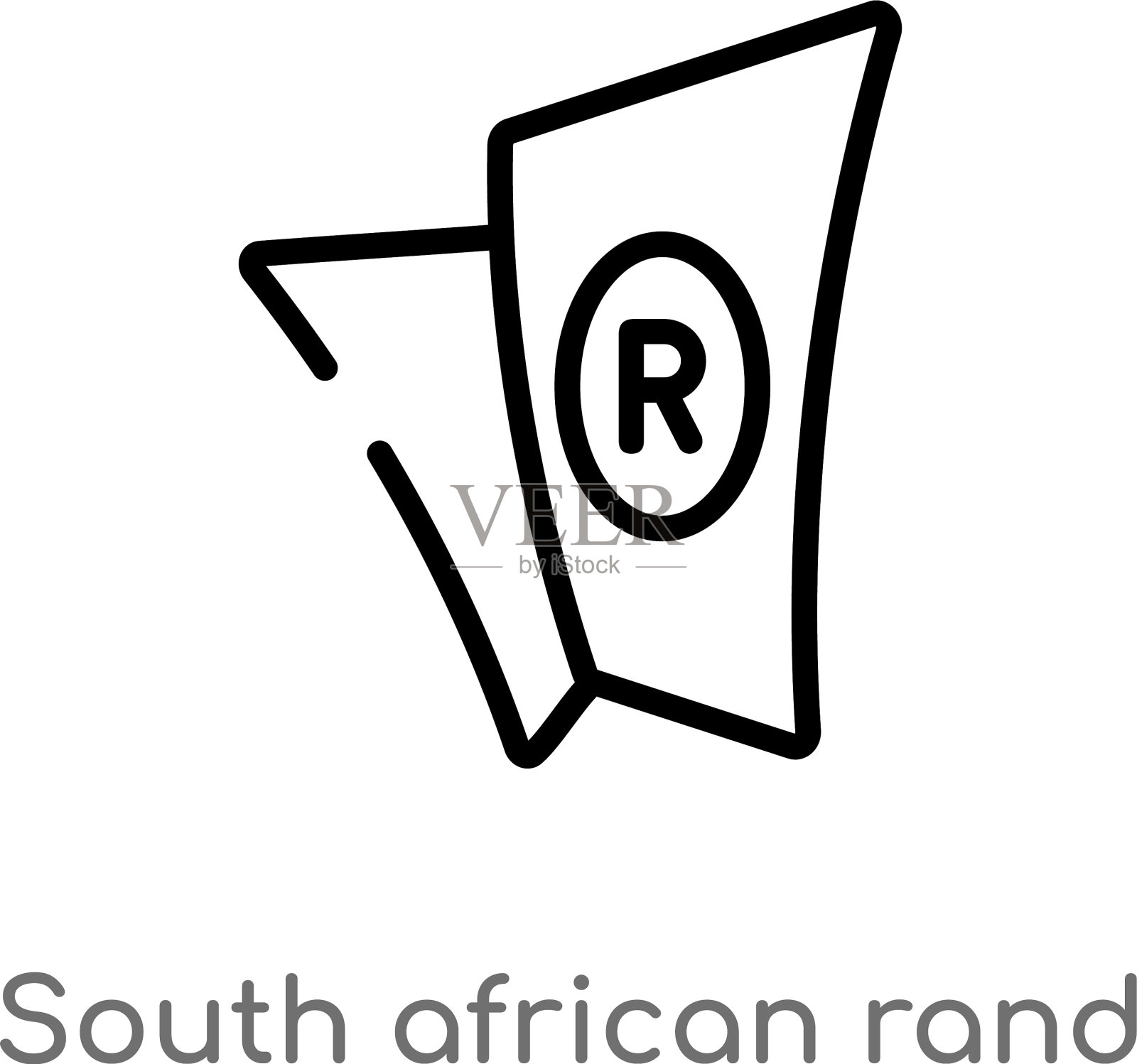 轮廓南非兰特图标孤立黑色插画图片素材