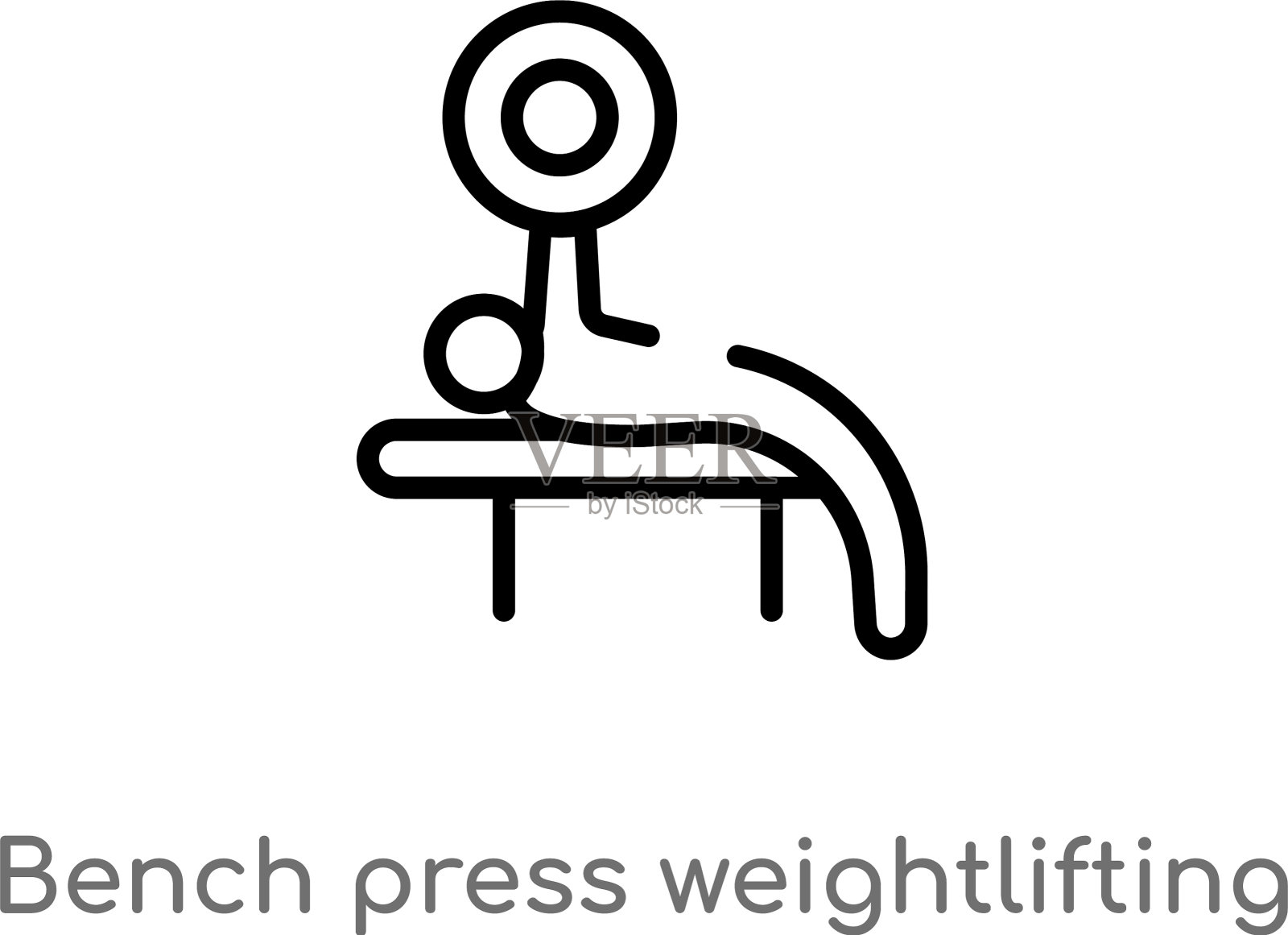 轮廓卧推举重图标孤立插画图片素材