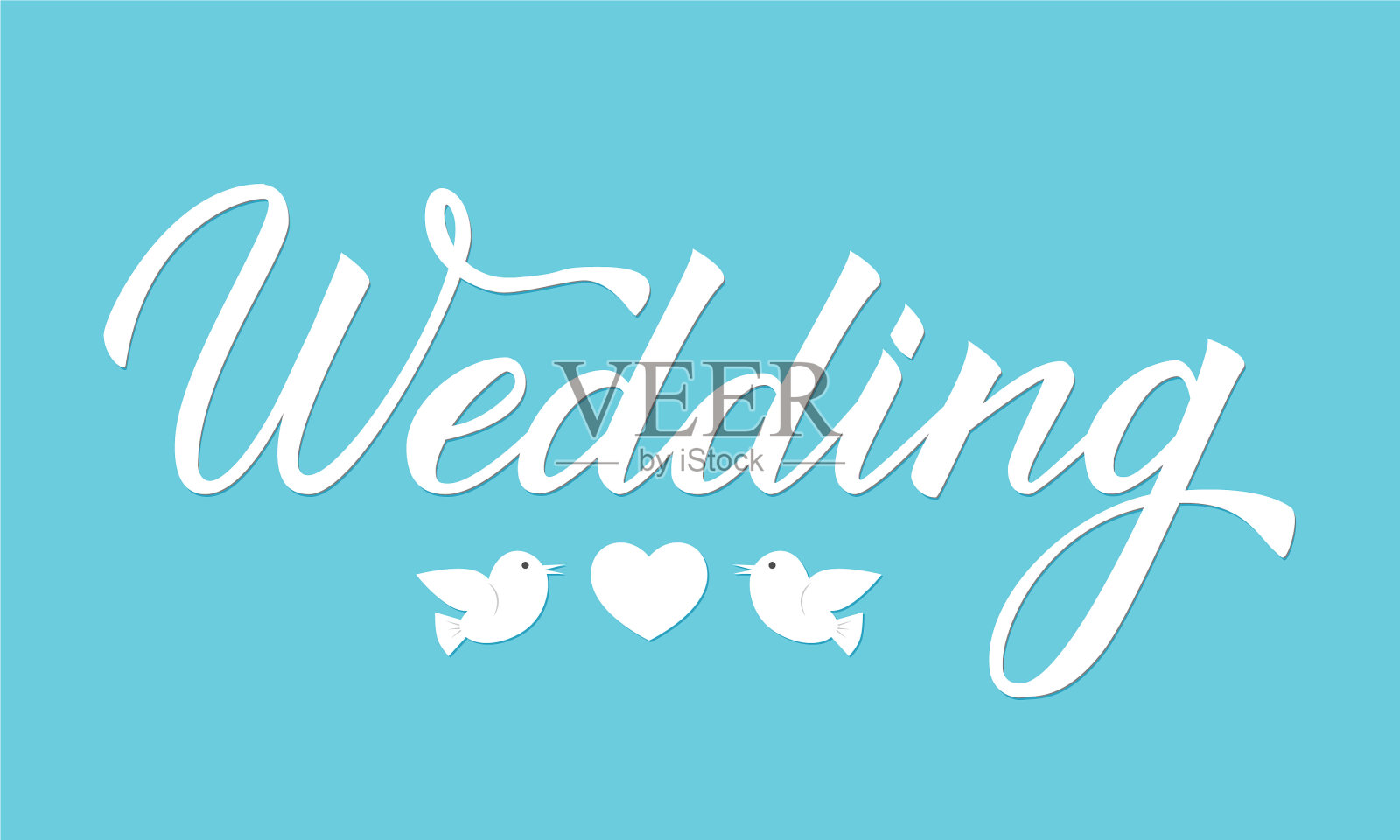 书写婚礼蓝色背景易于编辑插画图片素材