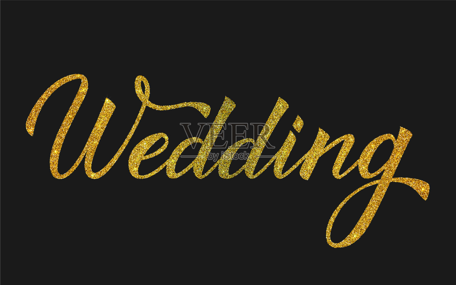 闪耀金辉书写婚礼孤立上插画图片素材