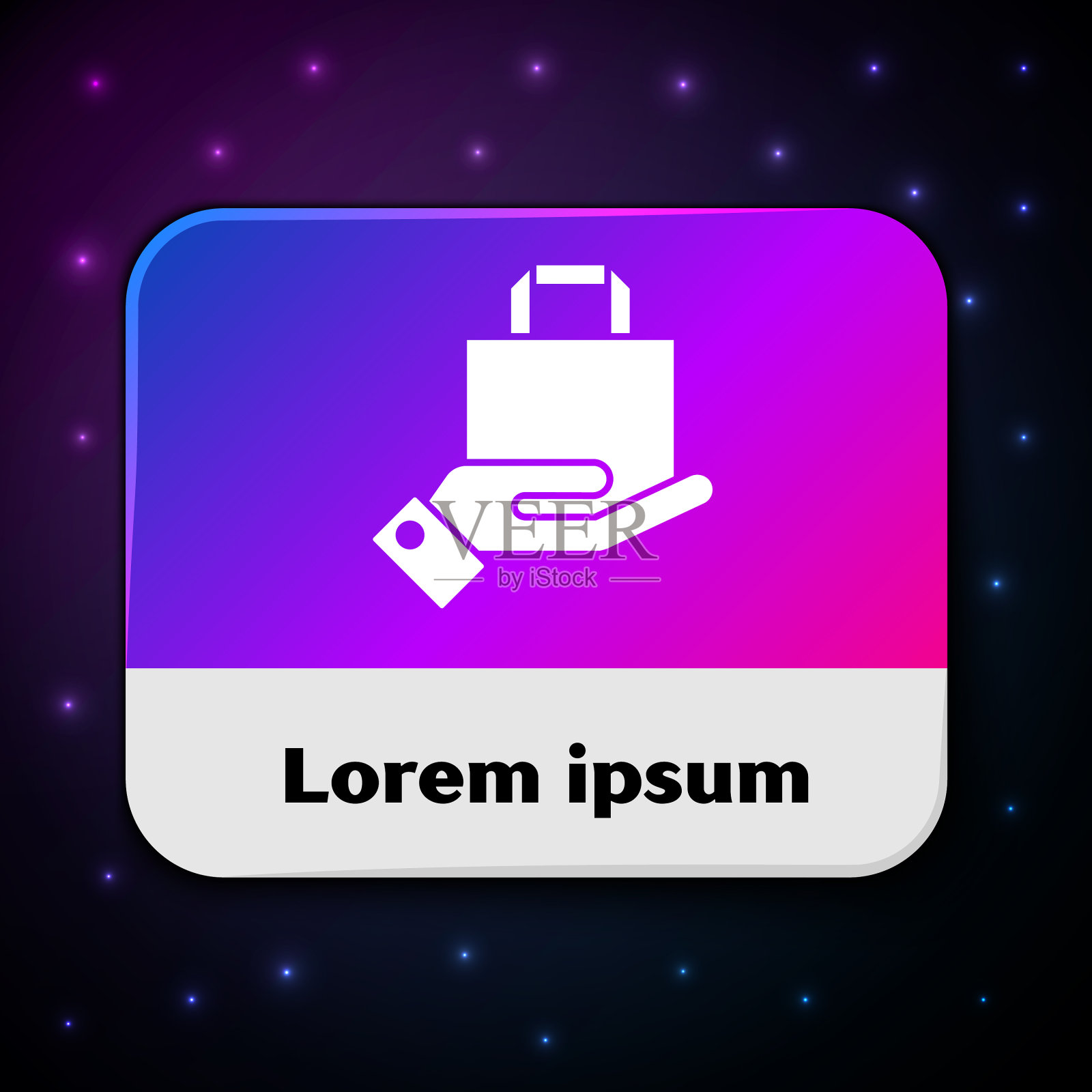 白色的手和纸购物袋图标隔离插画图片素材