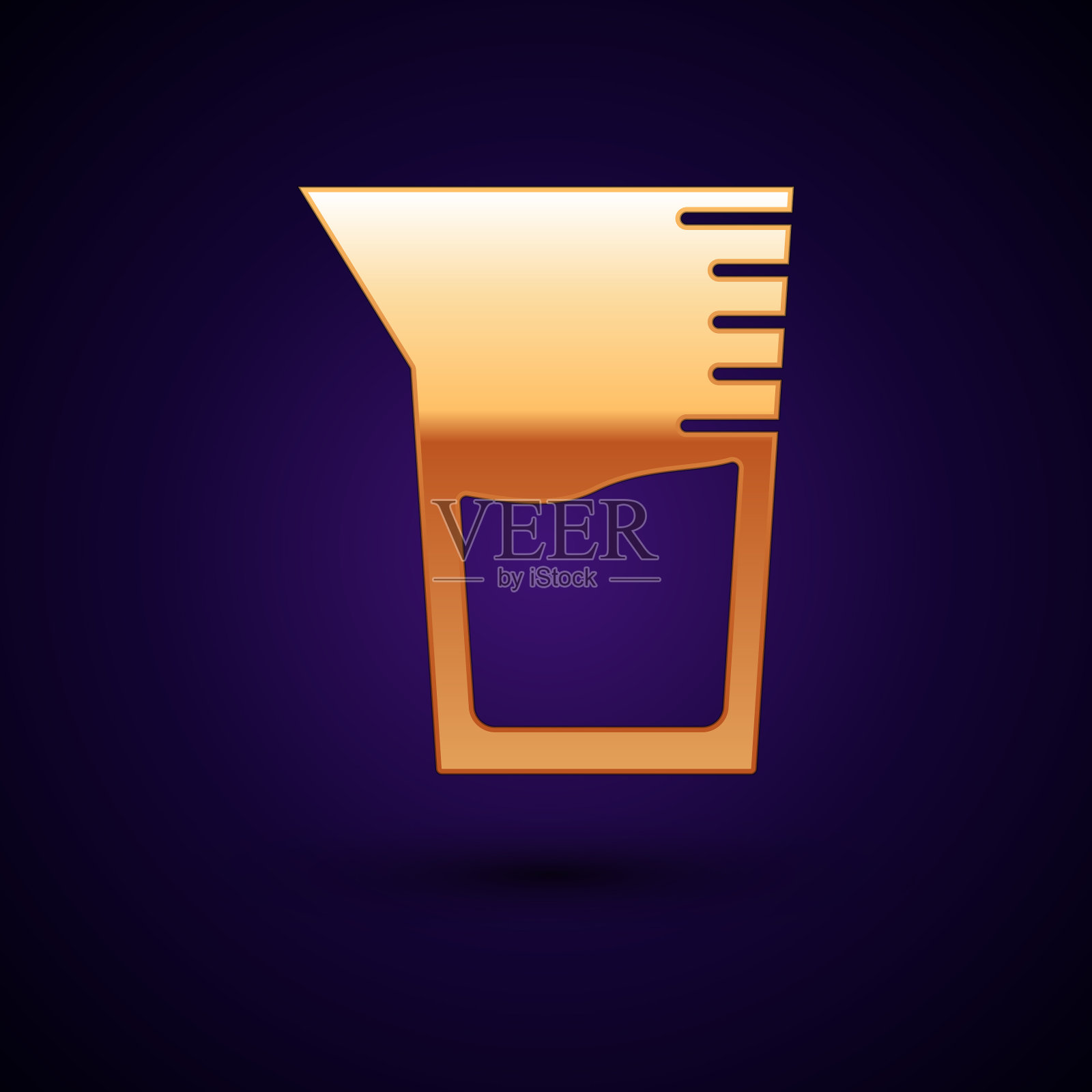 金色实验室玻璃器皿或烧杯图标隔离插画图片素材