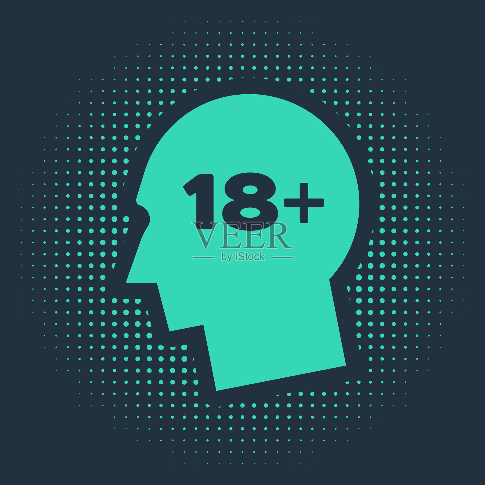 绿色人头带铭文18 +图标插画图片素材