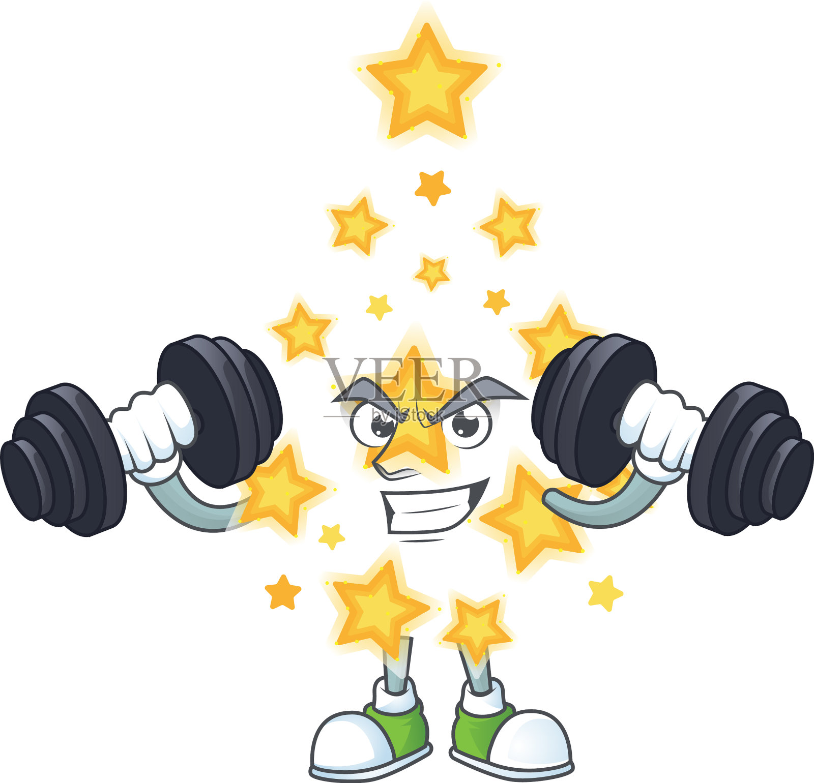 健身锻炼圣诞明星卡通人物插画图片素材