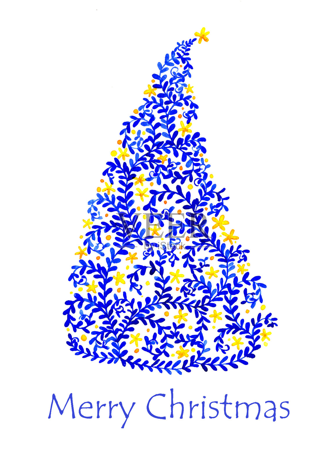 圣诞树水彩手绘插画图片素材