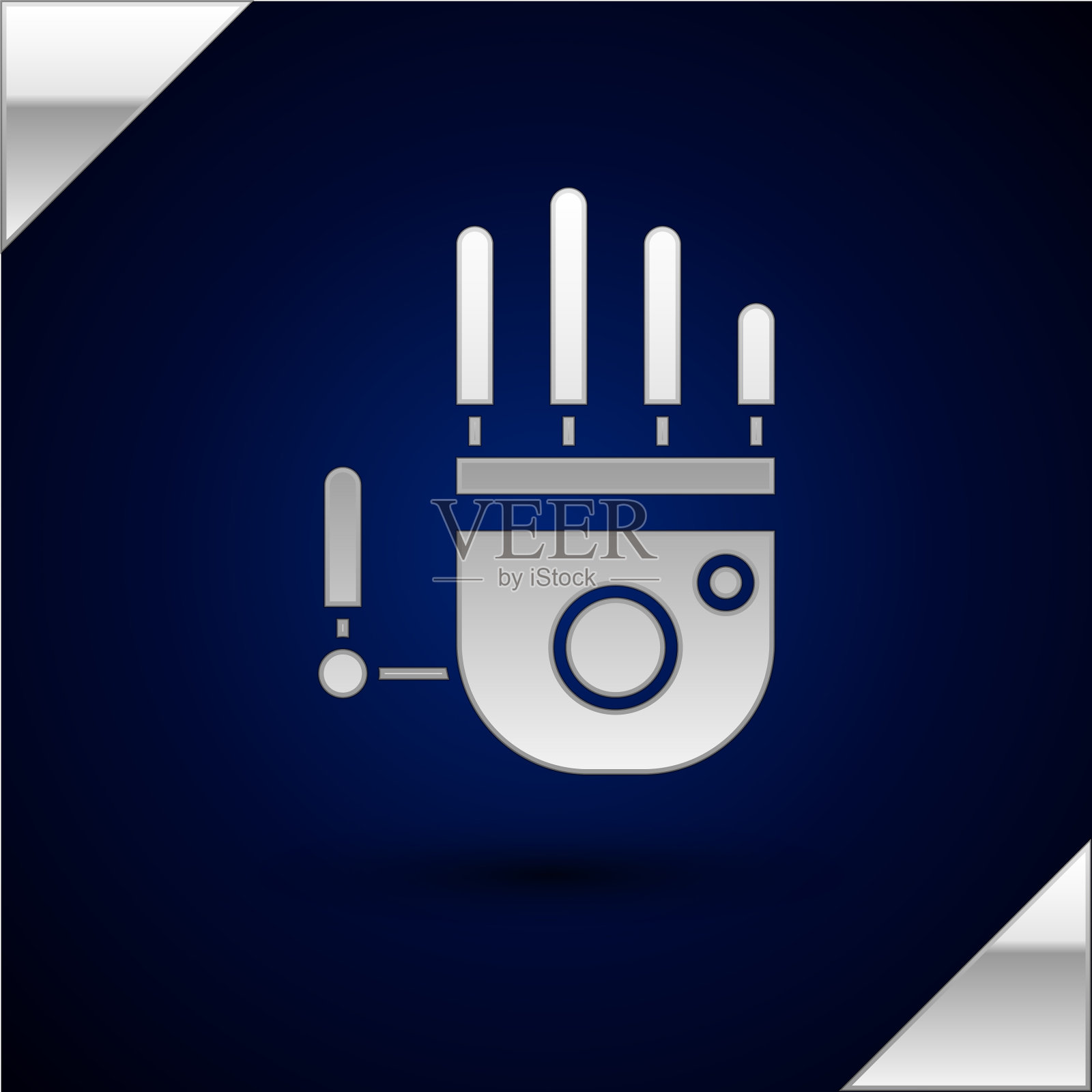 银色机械机械手图标孤立在黑暗图标素材