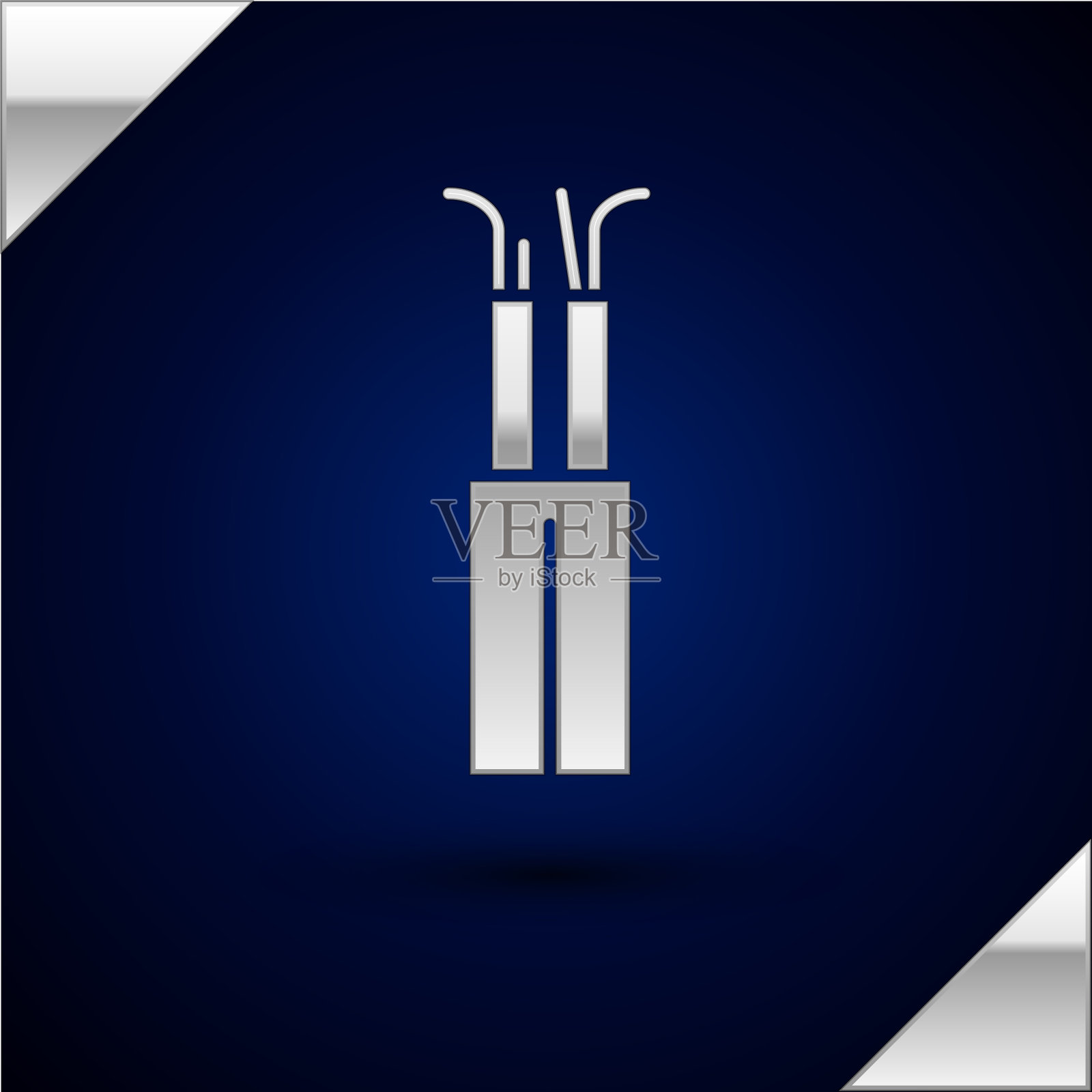 银色电缆图标隔离在深蓝色插画图片素材